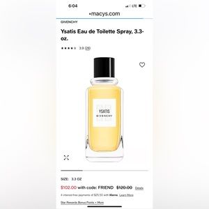 NWOB Givenchy Ysatis 3.3 ounce Perfume